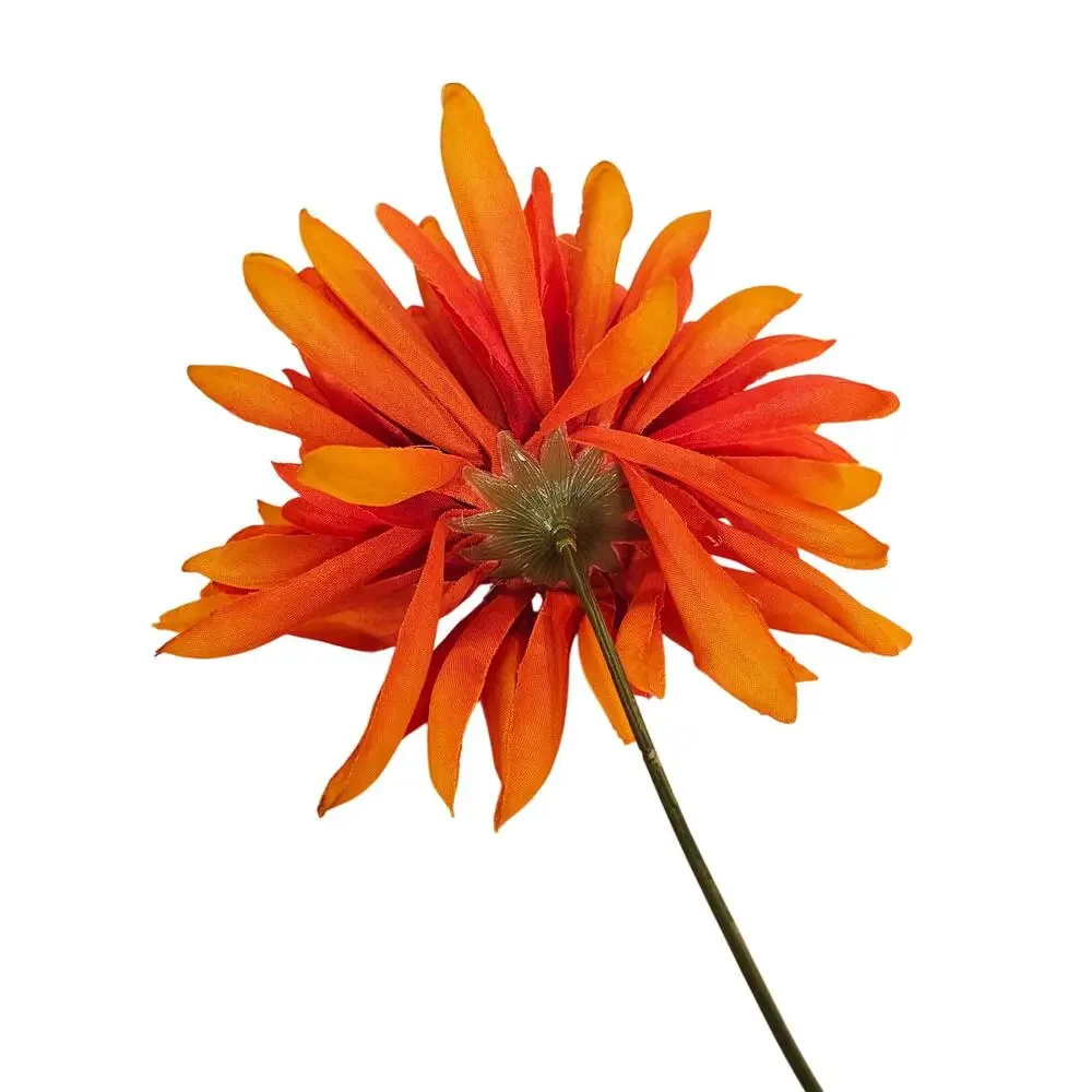 Artificial Silk Fall Mum Flowers 16 Orange Red Stems Autumn Floral Wreath Craft